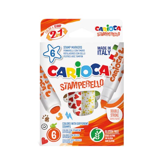 CARIOCA® 6 Color Stamperello Color & Stamp Washable Felt Tip Pen Set